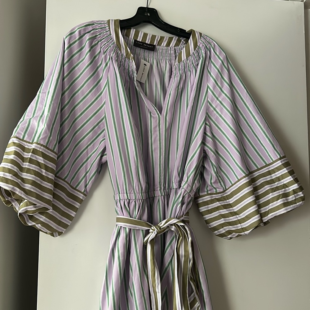 Lane Bryant 3/4 sleeve blouson dress, tie-belt. Preppy NWT size 18